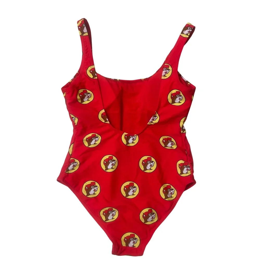 Buc-ee's One Piece Swimsuit Women XS Red Excellent Logo Print